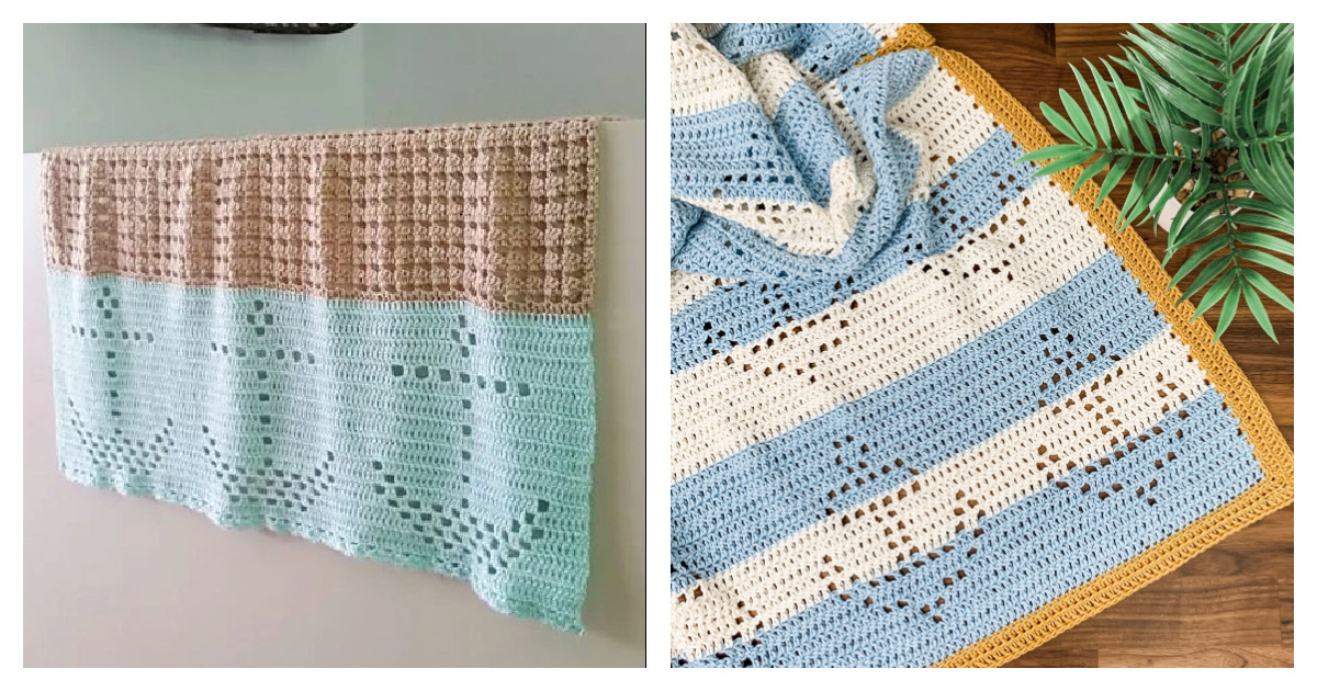 Nautical Filet Baby Blanket Crochet Patterns