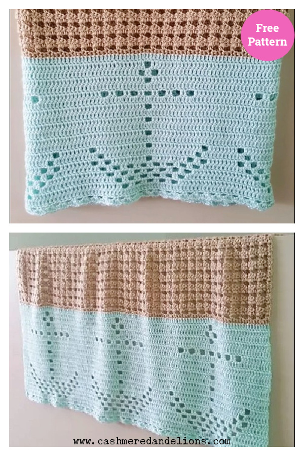 Nautical Filet Baby Blanket Free Crochet Pattern