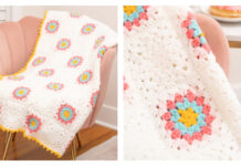 Raspberry Sprinkle Granny Square Blanket Free Crochet Pattern and Video Tutorial