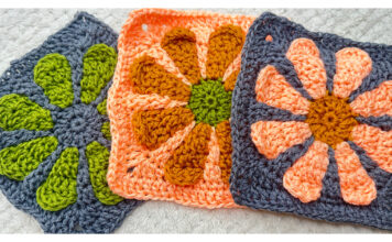 Retro 3D Daisy Granny Square Free Crochet Pattern