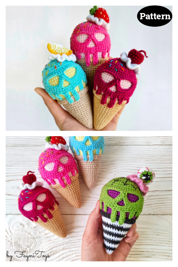 Skull Ice Cream Crochet Pattern
