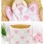Heart Granny Square Blanket Free Crochet Pattern