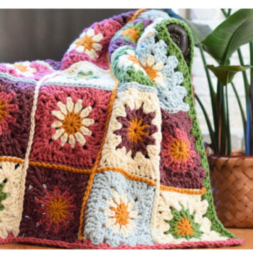 Sunny Blooms Flower Blanket Free Crochet Pattern