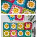 Sunny Daisy Placemat and Coaster Free Crochet Pattern