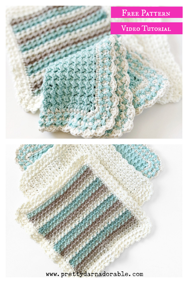 Brookside Cottage Crunch Dishcloth Free Crochet Pattern and Video Tutorial 