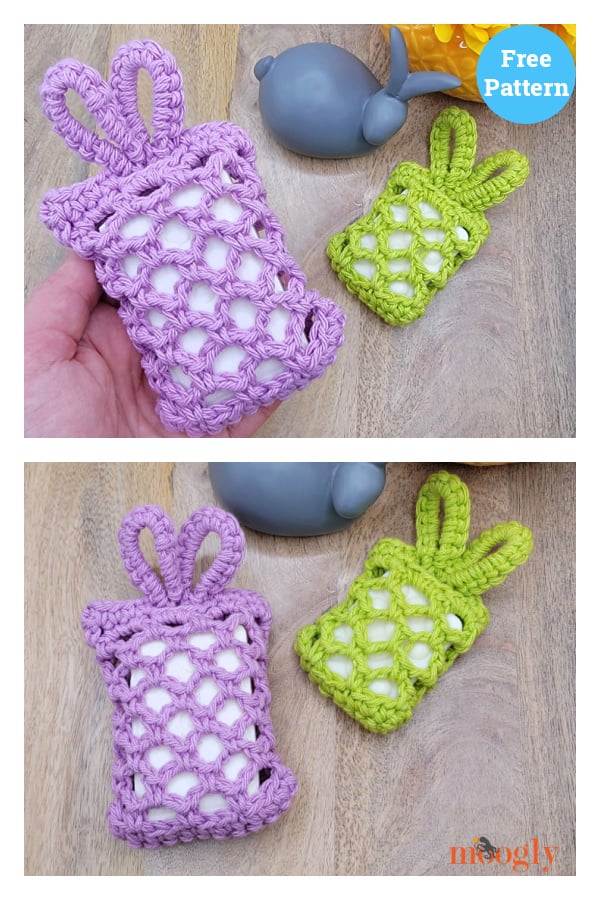 Bunny Ears Soap Sack Free Crochet Pattern