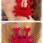 Crab Earrings and Brooch Free Crochet Pattern