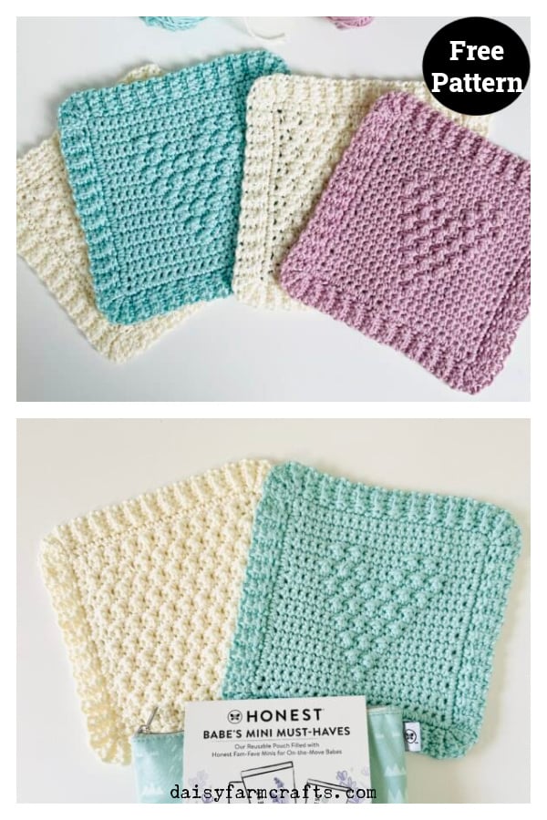 Dotted Baby Washcloths Free Crochet Pattern 