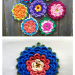 Fanciful Flower Potholders Free Crochet Pattern