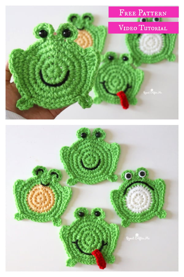 Frog Coasters Free Crochet Pattern and Video Tutorial