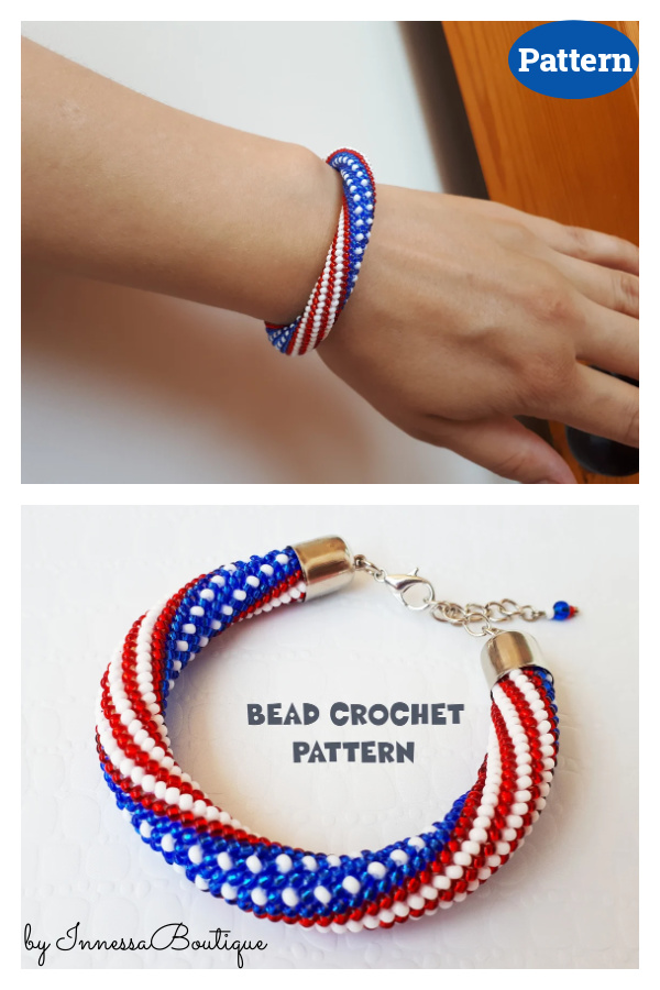 Independence Day Beaded Bracelet Crochet Pattern