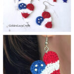 Patriotic Heart Earrings Free Crochet Pattern