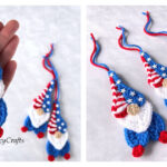 Patriotic Heart Gnome Ornament Free Crochet Pattern