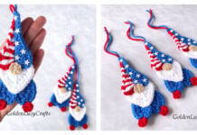 Patriotic Heart Gnome Ornament Free Crochet Pattern