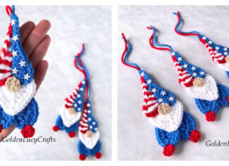 Patriotic Heart Gnome Ornament Free Crochet Pattern