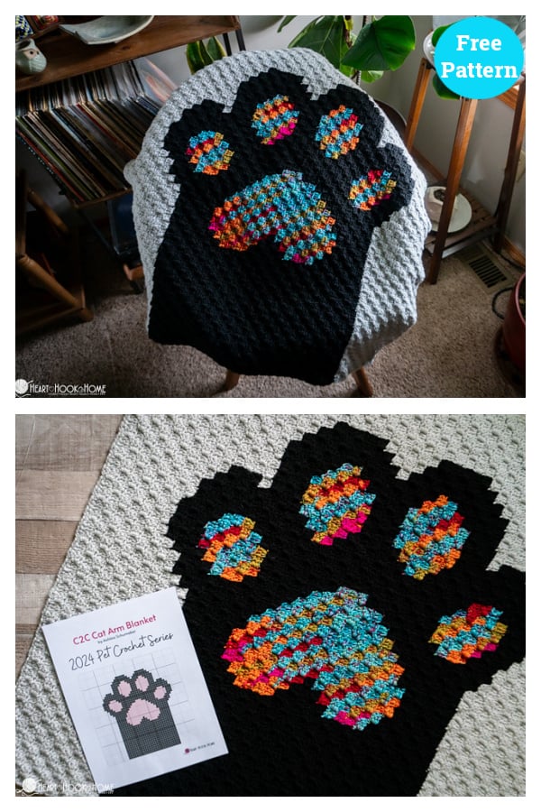 C2C Cat Arm Blanket Free Crochet Pattern