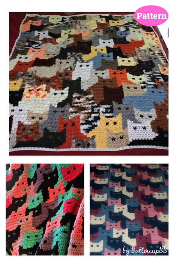 Cats in a Row Afghan Crochet Pattern