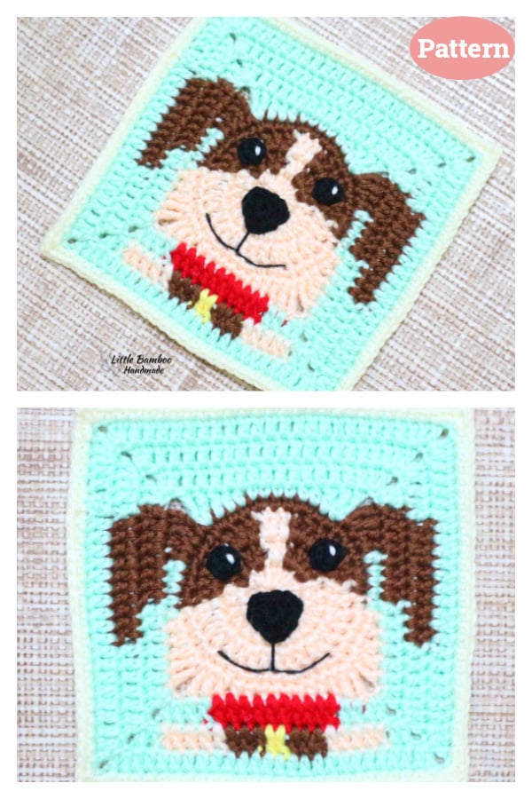 Dog Granny Square Crochet Pattern 