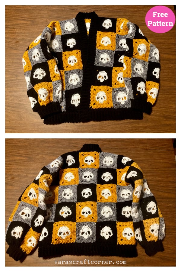 Granny Square Skull Sweater Free Crochet Pattern