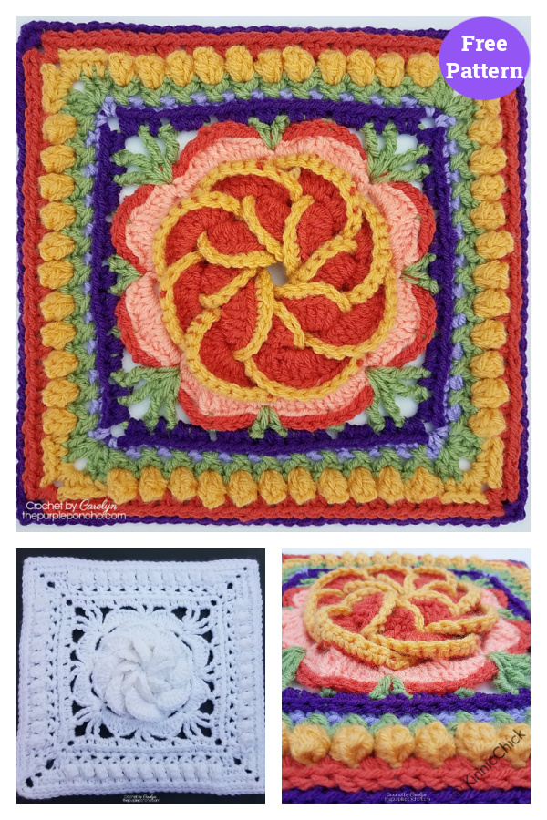 Pinwheel Flower Square Free Crochet Pattern