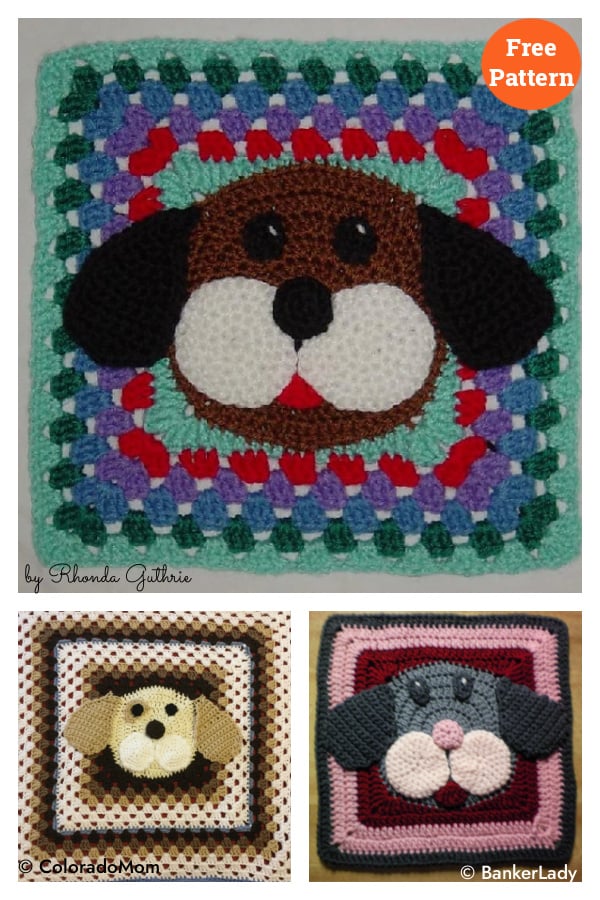 Puppy Dog Granny Afghan Square Free Crochet Pattern