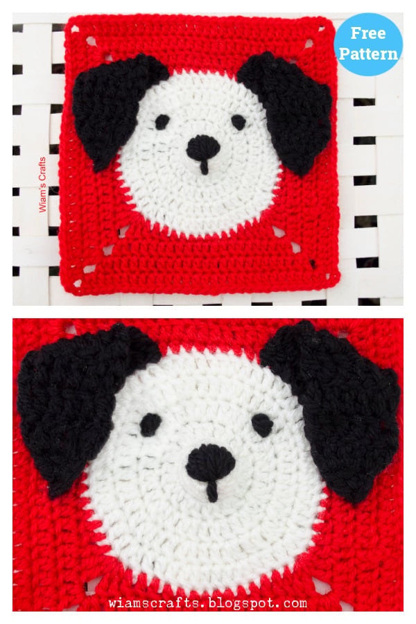 Puppy Granny Square Free Crochet Pattern