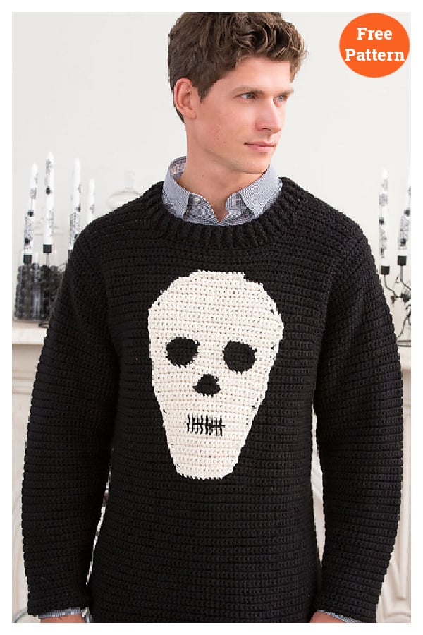 Skull Sweater Free Crochet Pattern