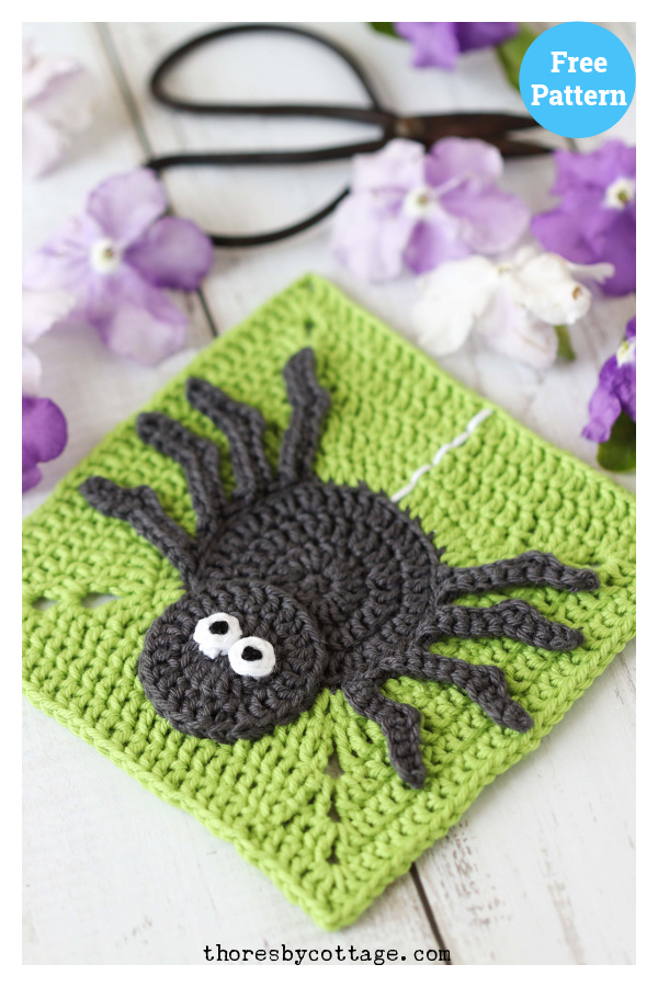 Creepy crawly Spider Granny Square Free Crochet Pattern