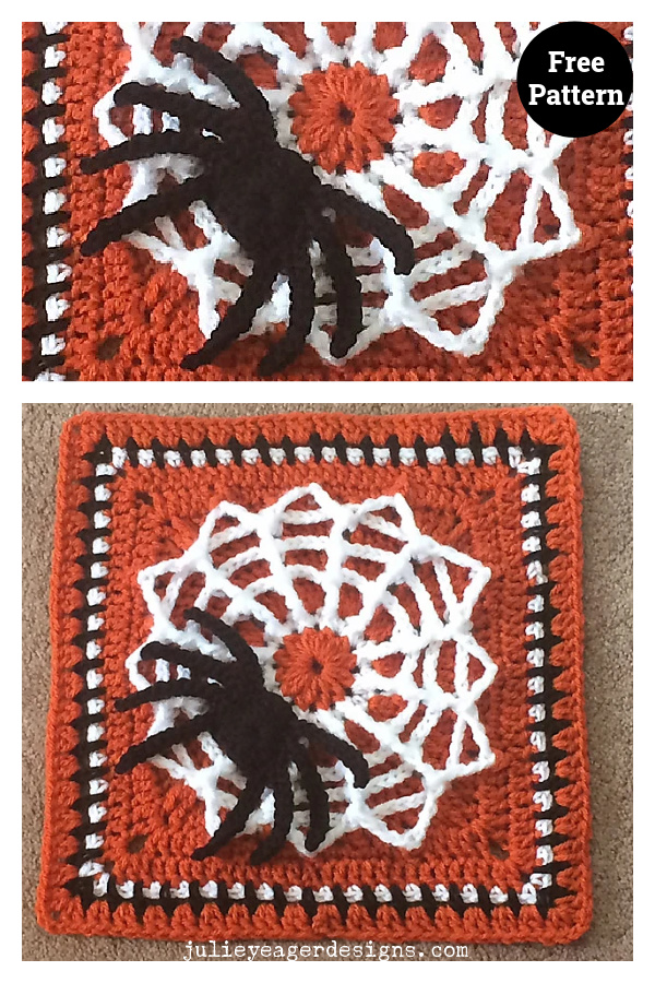 Spider Web Afghan Block Free Crochet Pattern