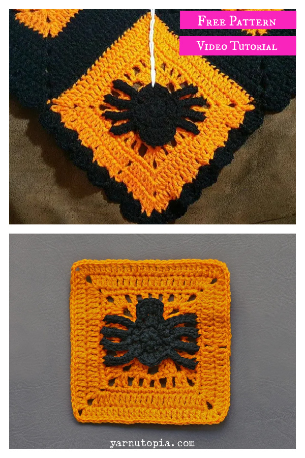 Spinning Spider Granny Square Free Crochet Pattern and Video Tutorial