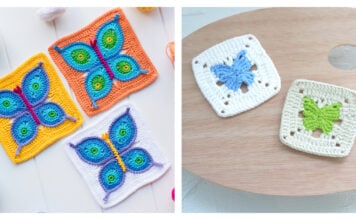 10 Butterfly Granny Square Crochet Patterns