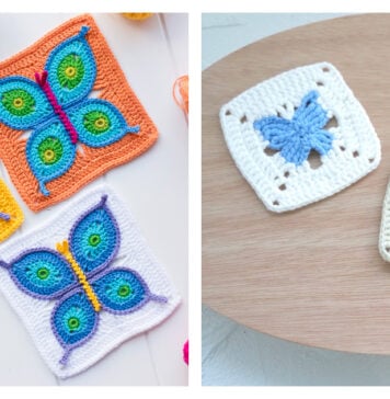 10 Butterfly Granny Square Crochet Patterns