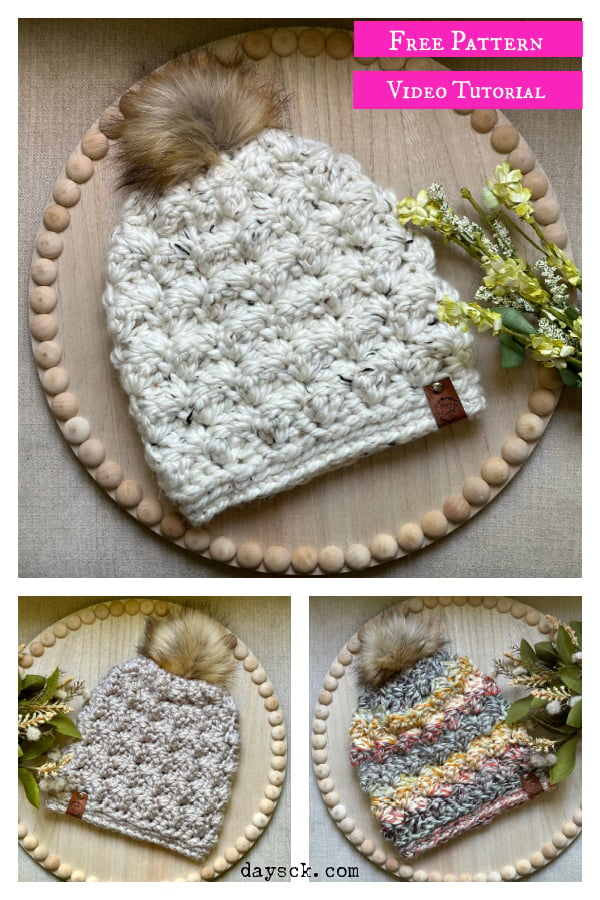 Bubble Beanie Hat Free Crochet Pattern and Video Tutorial