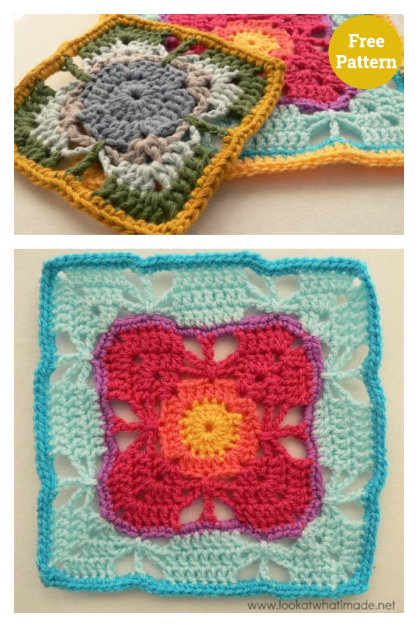 Butterfly Garden Block Free Crochet Pattern