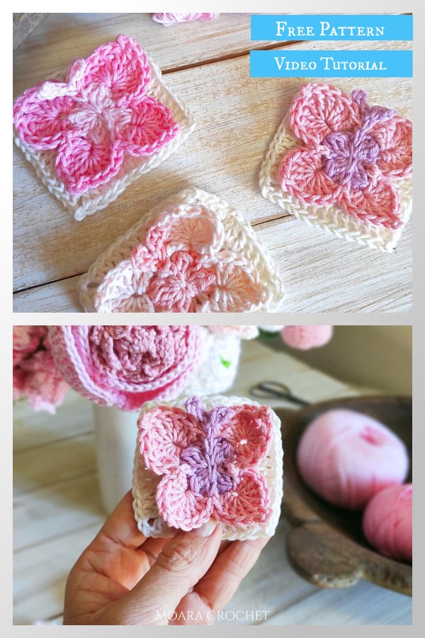 Butterfly Granny Square Free Crochet Pattern and Video Tutorial