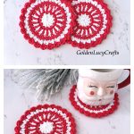 Candy Cane Christmas Coaster Free Crochet Pattern