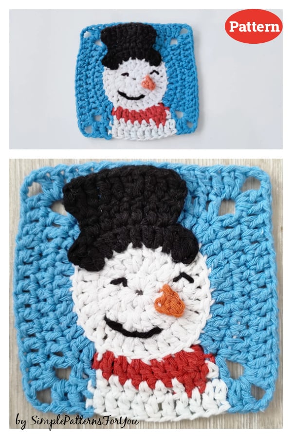 Christmas Snowman Square Crochet Pattern