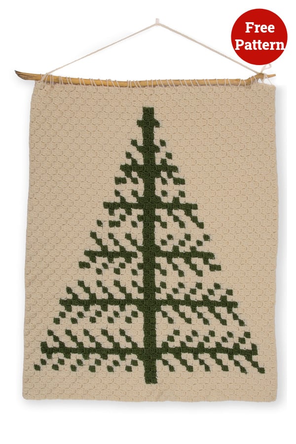 Graphic Tree Wall Hanging Free Crochet Pattern