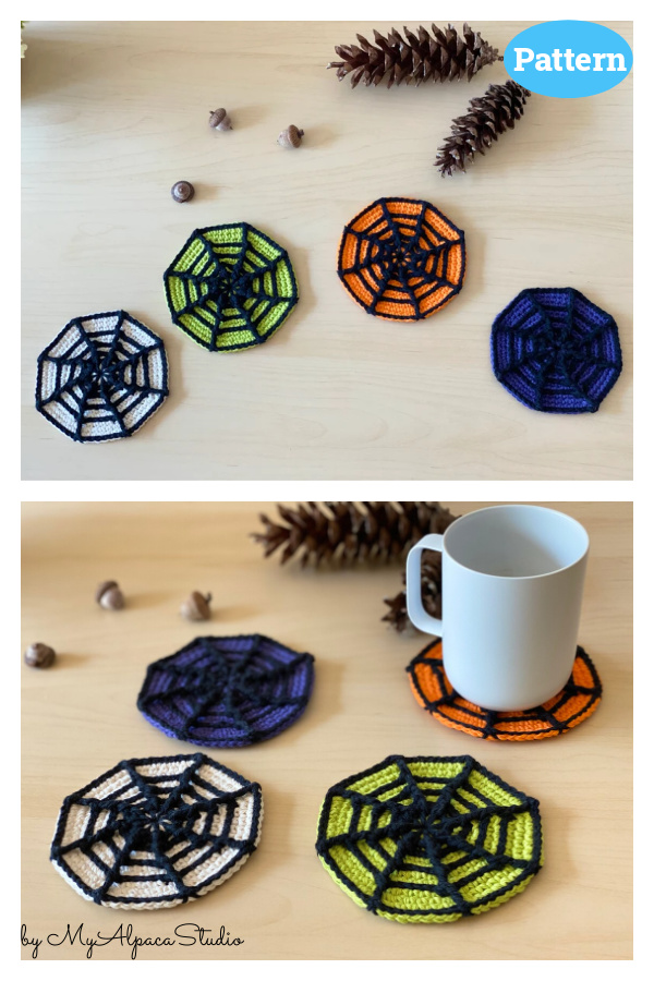 Halloween Spider Web Coasters Crochet Pattern