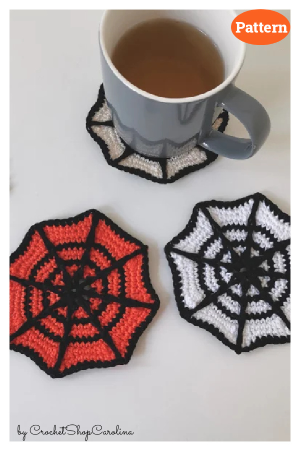 Halloween Spiderweb Coaster Crochet Pattern