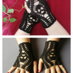 Lost Souls Skulls Short Fingerless Gloves Crochet Pattern