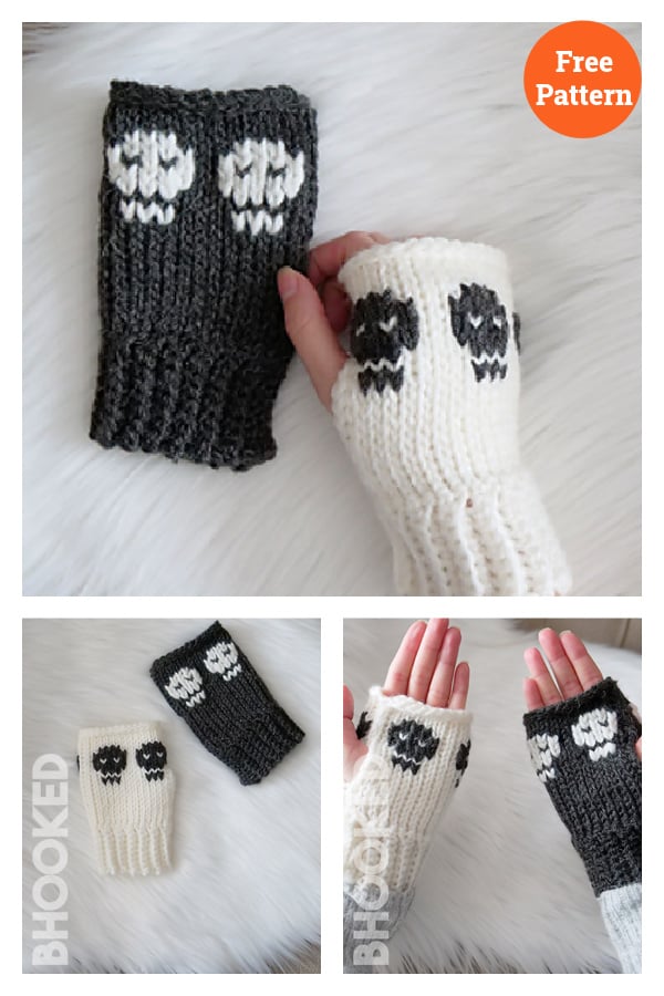 Spooky Skull Hand Warmers Free Crochet Pattern