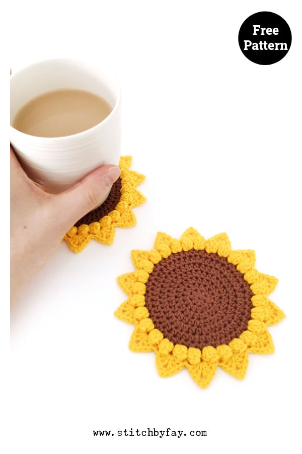 Sunflower Coaster Free Crochet Pattern 