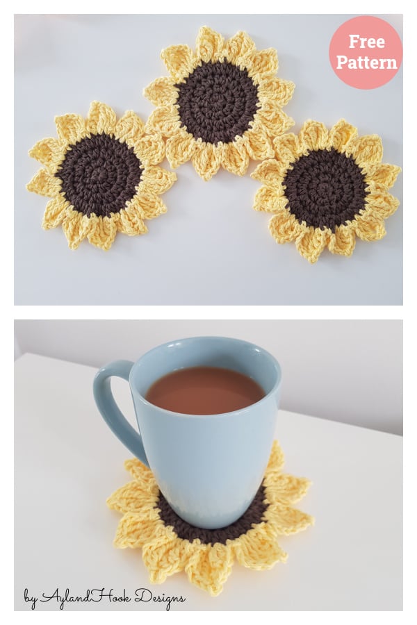 Sunflower Coaster Free Crochet Pattern