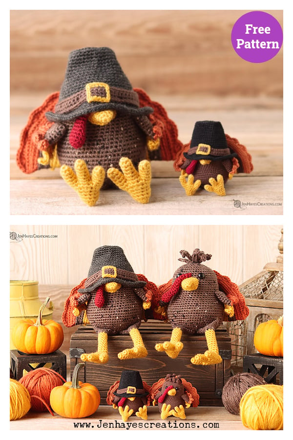 Turkey Gnome and Turkey Friend Amigurumi Free Crochet Pattern 