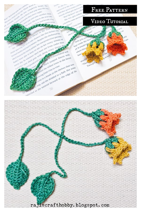 Autumn Bell Flower Bookmark Free Crochet Pattern and Video Tutorial