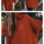 Harvest Turtleneck Poncho Free Crochet Pattern and Video Tutorial