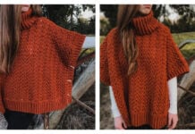 Harvest Turtleneck Poncho Free Crochet Pattern and Video Tutorial