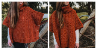 Harvest Turtleneck Poncho Free Crochet Pattern and Video Tutorial