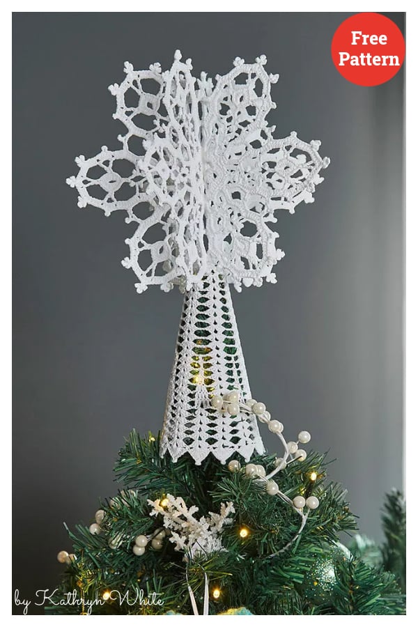 Lacy Joyful Tree Topper Free Crochet Pattern